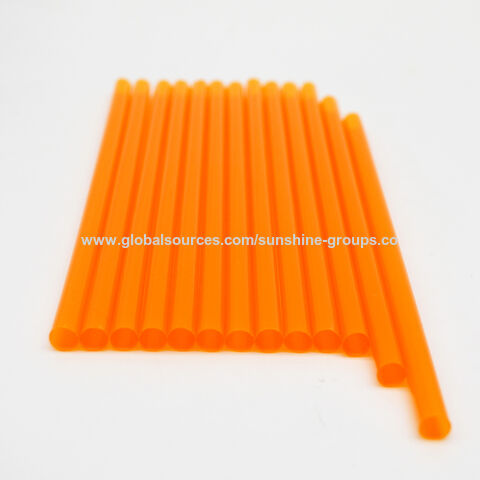 Palhinha biodegradável de PLA laranja 8X150mm plana, palhinha de plástico ecológica, portátil, criativa para sucos