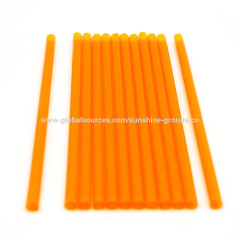 Palhinha biodegradável de PLA laranja 8X150mm plana, palhinha de plástico ecológica, portátil, criativa para sucos