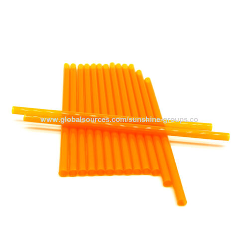 Palhinha biodegradável de PLA laranja 8X150mm plana, palhinha de plástico ecológica, portátil, criativa para sucos