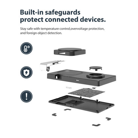 Suporte de Carregador Magnético Sem Fio Mag-Safe, Base de Carregamento 3 em 1 para iPhone 16 15 14 13 12 Pro Max Plus, Almofada de Carregamento para Apple W
