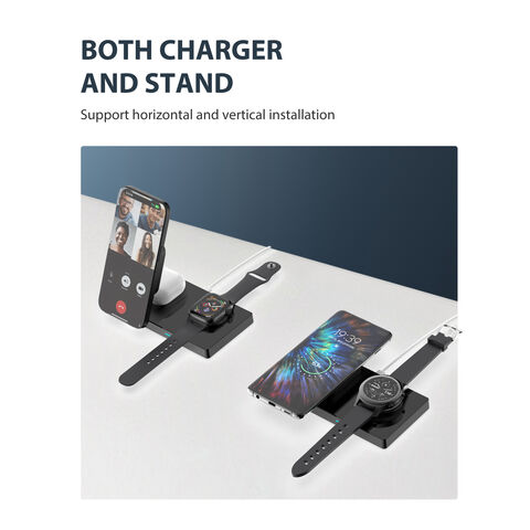 Suporte de Carregador Magnético Sem Fio Mag-Safe, Base de Carregamento 3 em 1 para iPhone 16 15 14 13 12 Pro Max Plus, Almofada de Carregamento para Apple W
