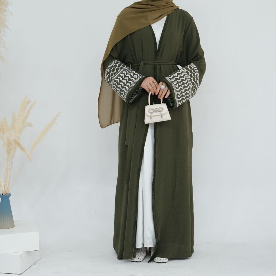 Contrast Striped Cardigan Arab  Robe main image 1