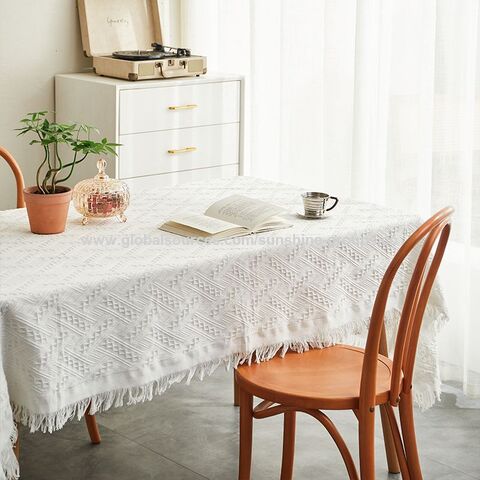 Mantel nórdico blanco estilo INS de alta calidad para fotos, tapete para mesa de centro, escritorio, mantel redondo, cubierta antipolvo