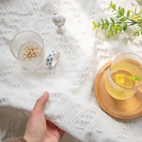 Mantel nórdico blanco estilo INS de alta calidad para fotos, tapete para mesa de centro, escritorio, mantel redondo, cubierta antipolvo