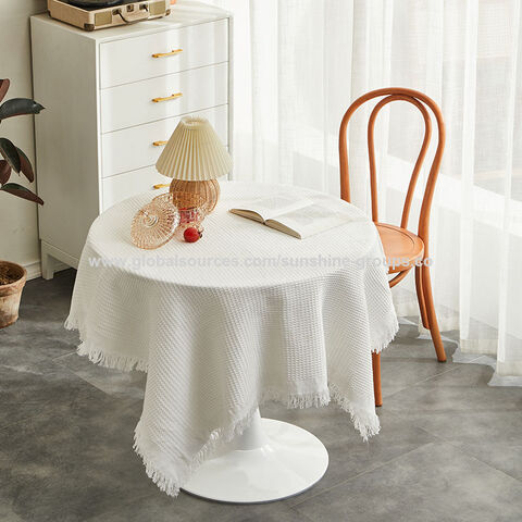 Mantel nórdico blanco estilo INS de alta calidad para fotos, tapete para mesa de centro, escritorio, mantel redondo, cubierta antipolvo