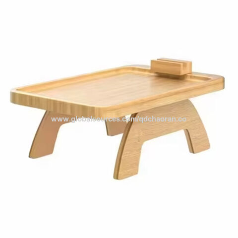 Heißer Verkauf: Sofa-Tablett im nordischen Stil aus Holz und Bambus mit flexiblem Bein, ideal für Wohnzimmer