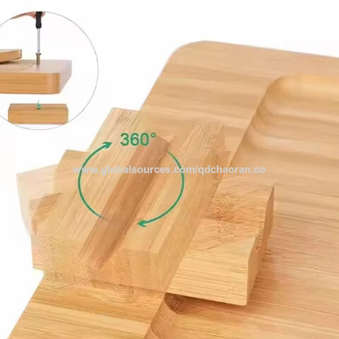 Heißer Verkauf: Sofa-Tablett im nordischen Stil aus Holz und Bambus mit flexiblem Bein, ideal für Wohnzimmer