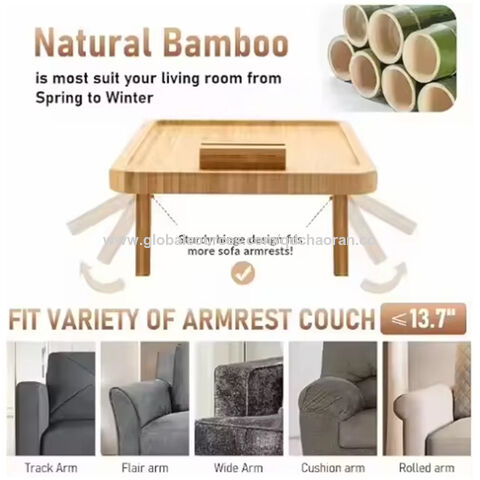 Heißer Verkauf: Sofa-Tablett im nordischen Stil aus Holz und Bambus mit flexiblem Bein, ideal für Wohnzimmer