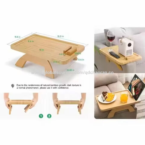 Heißer Verkauf: Sofa-Tablett im nordischen Stil aus Holz und Bambus mit flexiblem Bein, ideal für Wohnzimmer