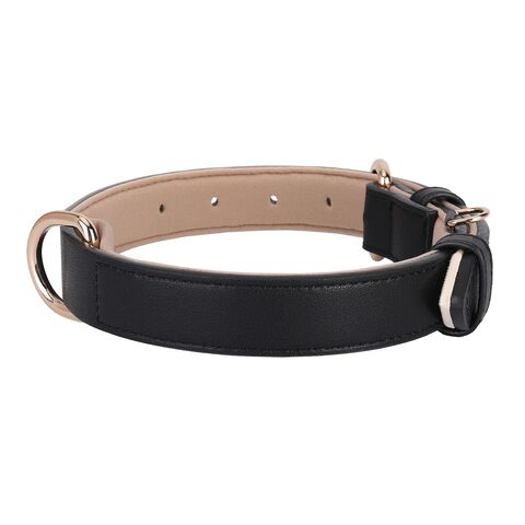 Collar de cuero acolchado suave al por mayor para perros pequeños, medianos y grandes con herrajes metálicos ajustables a prueba de óxido