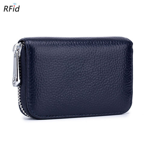 Premium RFID-Reisebrieftasche aus Leder, Kartenhalter für Damen und Herren mit 12 Kartenfächern