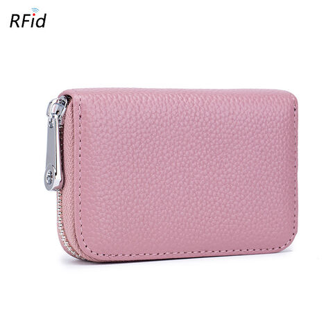 Premium RFID-Reisebrieftasche aus Leder, Kartenhalter für Damen und Herren mit 12 Kartenfächern