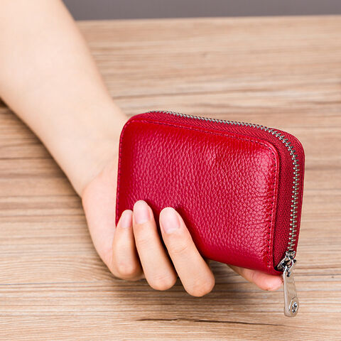 Premium RFID-Reisebrieftasche aus Leder, Kartenhalter für Damen und Herren mit 12 Kartenfächern