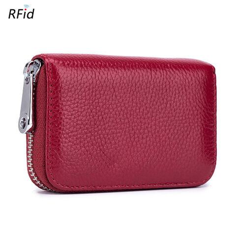 Premium RFID-Reisebrieftasche aus Leder, Kartenhalter für Damen und Herren mit 12 Kartenfächern