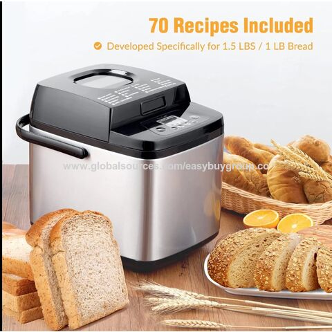 Brotbackautomaten Fabrik 19 in 1 Programme Vollautomatisch Multifunktional 1.5LB Brotbackautomat Edelstahl Brotbackmaschine