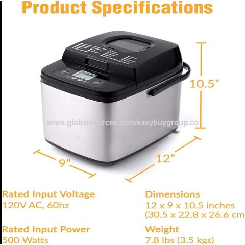 Brotbackautomaten Fabrik 19 in 1 Programme Vollautomatisch Multifunktional 1.5LB Brotbackautomat Edelstahl Brotbackmaschine