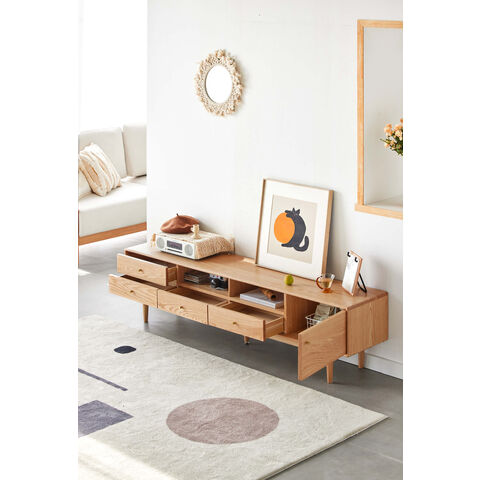 Hochwertiger, moderner, geriffelter Lowboard-TV-Ständer für Wohnzimmer mit großem Rabatt und Kamin