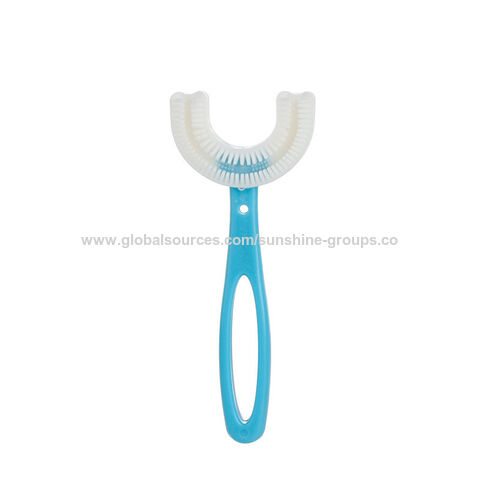 Escova de dentes infantil em forma de U para bebês e crianças de 2 a 12 anos, cerdas macias de silicone para limpeza oral e escovação dos dentes