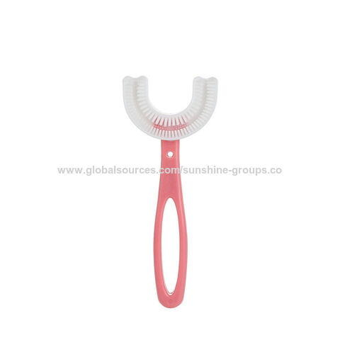 Escova de dentes infantil em forma de U para bebês e crianças de 2 a 12 anos, cerdas macias de silicone para limpeza oral e escovação dos dentes