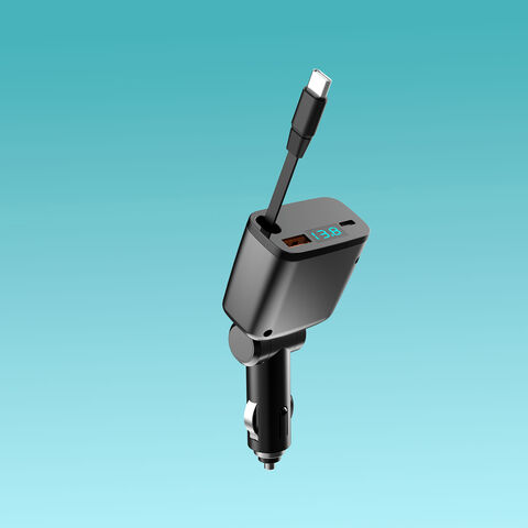 Schnelles Auto-Ladegerät mit SCP - Schnellladung für Mobiltelefone in verschiedenen Farben, PD-Ladefunktion, USB-SCP-Funktion, einziehbares Kabel