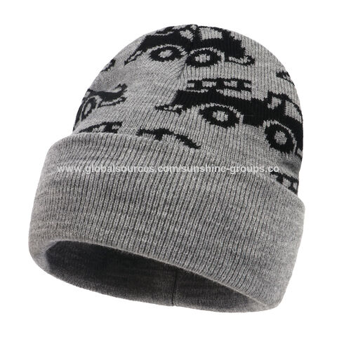 Nouveaux bonnets d'hiver pour enfants garçons, motif dinosaure à carreaux, jacquard de voiture, bonnet chaud en laine d'hiver, bonnets d'hiver pour enfants