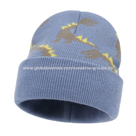 Nouveaux bonnets d'hiver pour enfants garçons, motif dinosaure à carreaux, jacquard de voiture, bonnet chaud en laine d'hiver, bonnets d'hiver pour enfants