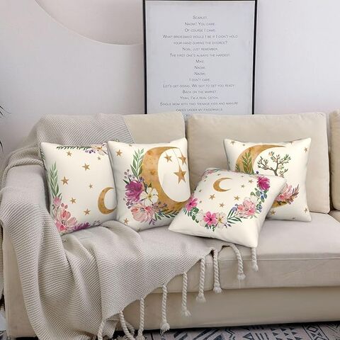 Fundas de cojín estampadas, fundas de almohada de piel de melocotón suave, fundas de cojín florales navideñas para sofá