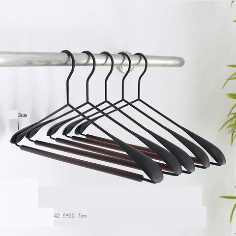 Percha de Madera con Hombro de Hierro, Sin Marcas, para Abrigos, Armario de Ropa Doméstico, Metal, Haya, para Colgar Ropa y Pantalones