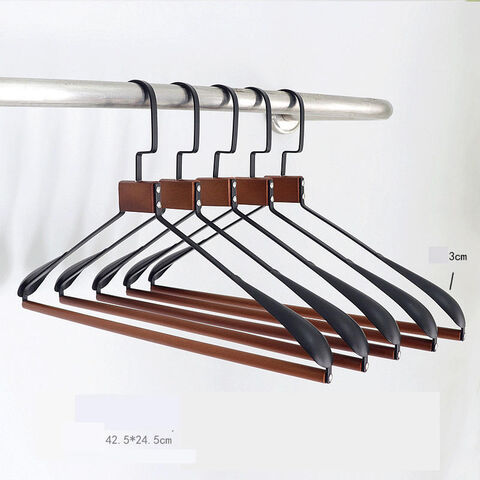 Percha de Madera con Hombro de Hierro, Sin Marcas, para Abrigos, Armario de Ropa Doméstico, Metal, Haya, para Colgar Ropa y Pantalones