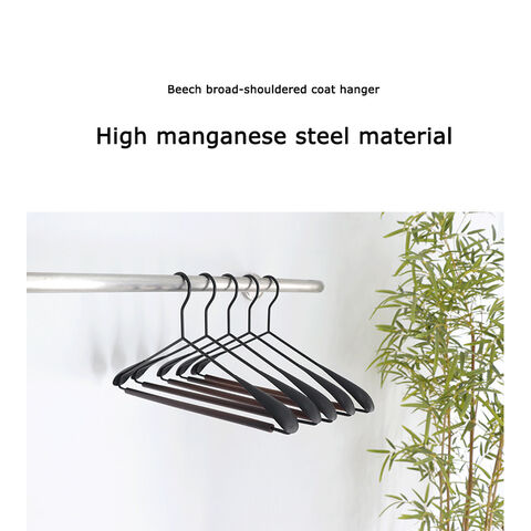 Percha de Madera con Hombro de Hierro, Sin Marcas, para Abrigos, Armario de Ropa Doméstico, Metal, Haya, para Colgar Ropa y Pantalones