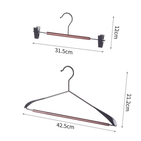 Percha de Madera con Hombro de Hierro, Sin Marcas, para Abrigos, Armario de Ropa Doméstico, Metal, Haya, para Colgar Ropa y Pantalones