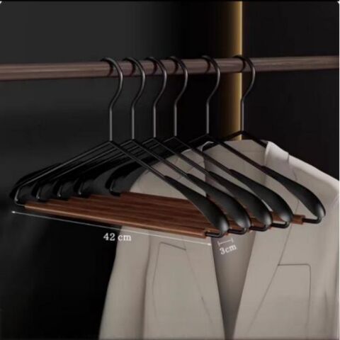Percha de Madera con Hombro de Hierro, Sin Marcas, para Abrigos, Armario de Ropa Doméstico, Metal, Haya, para Colgar Ropa y Pantalones