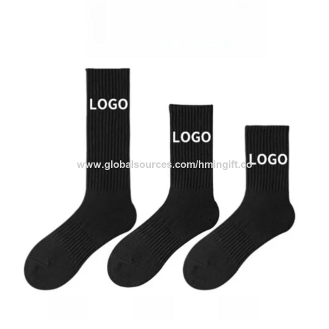 Chaussettes en coton peigné avec logo personnalisé en gros