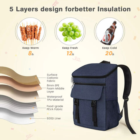 Tragbarer Outdoor-Rucksack, Multifunktionaler Picknick-Kühlrucksack, Isolierte Kühltasche, PEVA-Kühlrucksack