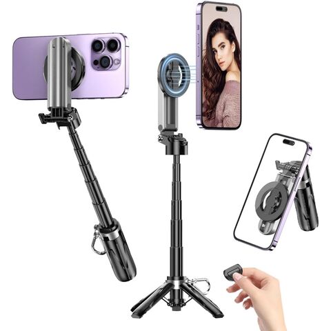 Old Shark Selfie Stick im Taschenformat, Telefon-Stativ mit kabelloser, abnehmbarer Fernbedienung & 2 Fülllichtern für Fotos - B2B Angebot