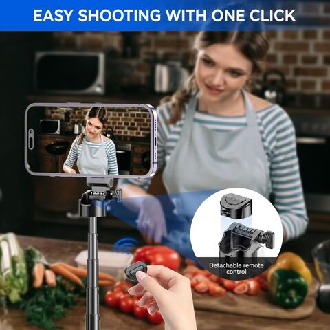 Old Shark Selfie Stick im Taschenformat, Telefon-Stativ mit kabelloser, abnehmbarer Fernbedienung & 2 Fülllichtern für Fotos - B2B Angebot