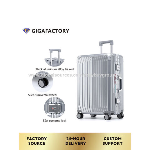 Smart luggage Three-piece zippered suitcase, 20-inch carry-on aluminum-framed trolley suitcase, travel code suitcase