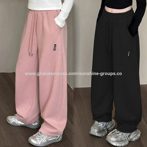 Pantalones para niños al por mayor, pantalones de moda para niñas y niños para primavera y otoño, pantalones casuales elegantes de pierna ancha, pantalones de algodón puro nuevos.