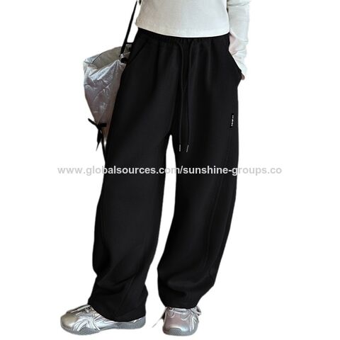 Pantalones para niños al por mayor, pantalones de moda para niñas y niños para primavera y otoño, pantalones casuales elegantes de pierna ancha, pantalones de algodón puro nuevos.