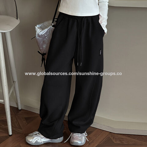 Pantalones para niños al por mayor, pantalones de moda para niñas y niños para primavera y otoño, pantalones casuales elegantes de pierna ancha, pantalones de algodón puro nuevos.
