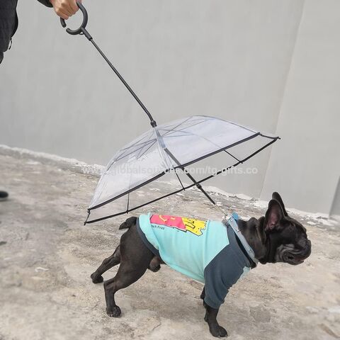 Hunde Regenschirm mit verstellbarer Leine, Regen-/Schnee-Schirm für Welpen, C-förmiger Griff, verstellbarer Winkel