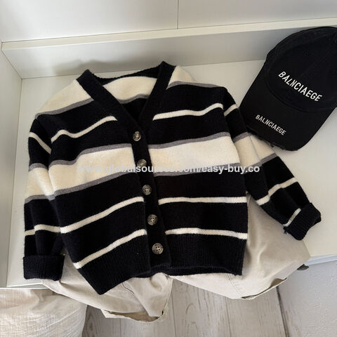 Strickjacke für Jungen, Kinder-Strickjacke im koreanischen Stil, gestreifter Frühlingspullover