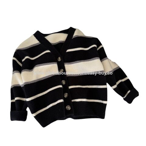 Strickjacke für Jungen, Kinder-Strickjacke im koreanischen Stil, gestreifter Frühlingspullover