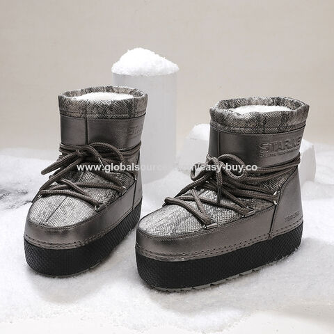 Botas de invierno para niños, cálidas y de forro polar, botas de nieve, botas cortas impermeables de tela de plumón para hombres y mujeres