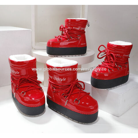 Botas de invierno para niños, cálidas y de forro polar, botas de nieve, botas cortas impermeables de tela de plumón para hombres y mujeres