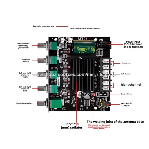 ZK-MT21 2.1 Bluetooth Digital Power Amplifier Module 50W*2 + 100W Subwoofer High Low Tone Communication Networking