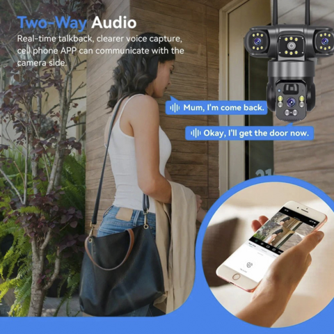 Cámaras de Seguridad Inalámbricas para Exteriores con Visión Nocturna y Ángulo Amplio de 360° - Cámara de Red Exterior 4G para Vigilancia del Hogar