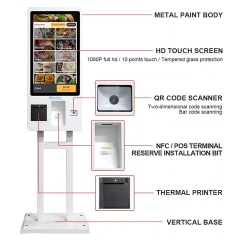 Écran tactile intelligent de 21,5 pouces pour restaurant, présentoir de facture, borne de paiement automatique, panneau LCD FHD, affichage numérique, écran interactif
