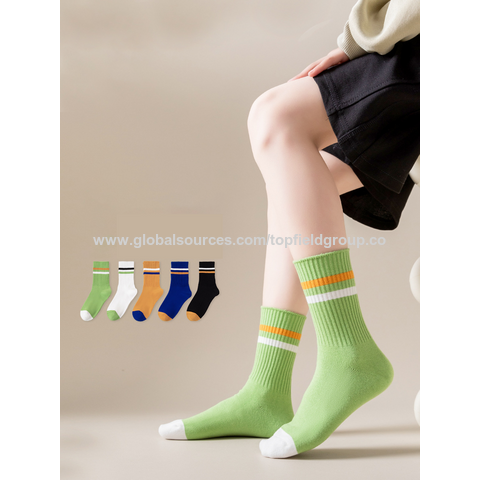 Benutzerdefinierte Socken Frühling Sommer Kinder Socken Dünne Reine Baumwolle Kinder Socken Jungen Mädchen Doppel Nadel Mittleres Rohr Nahtlose Farbige Socken