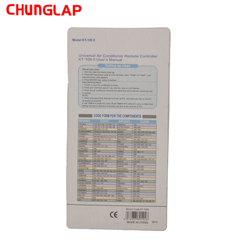 CHUNGLAP | جهاز تحكم عن بعد عالمي جديد لمكيف الهواء KT-109 II مع حامل مناسب لمكيف الهواء الرقمي